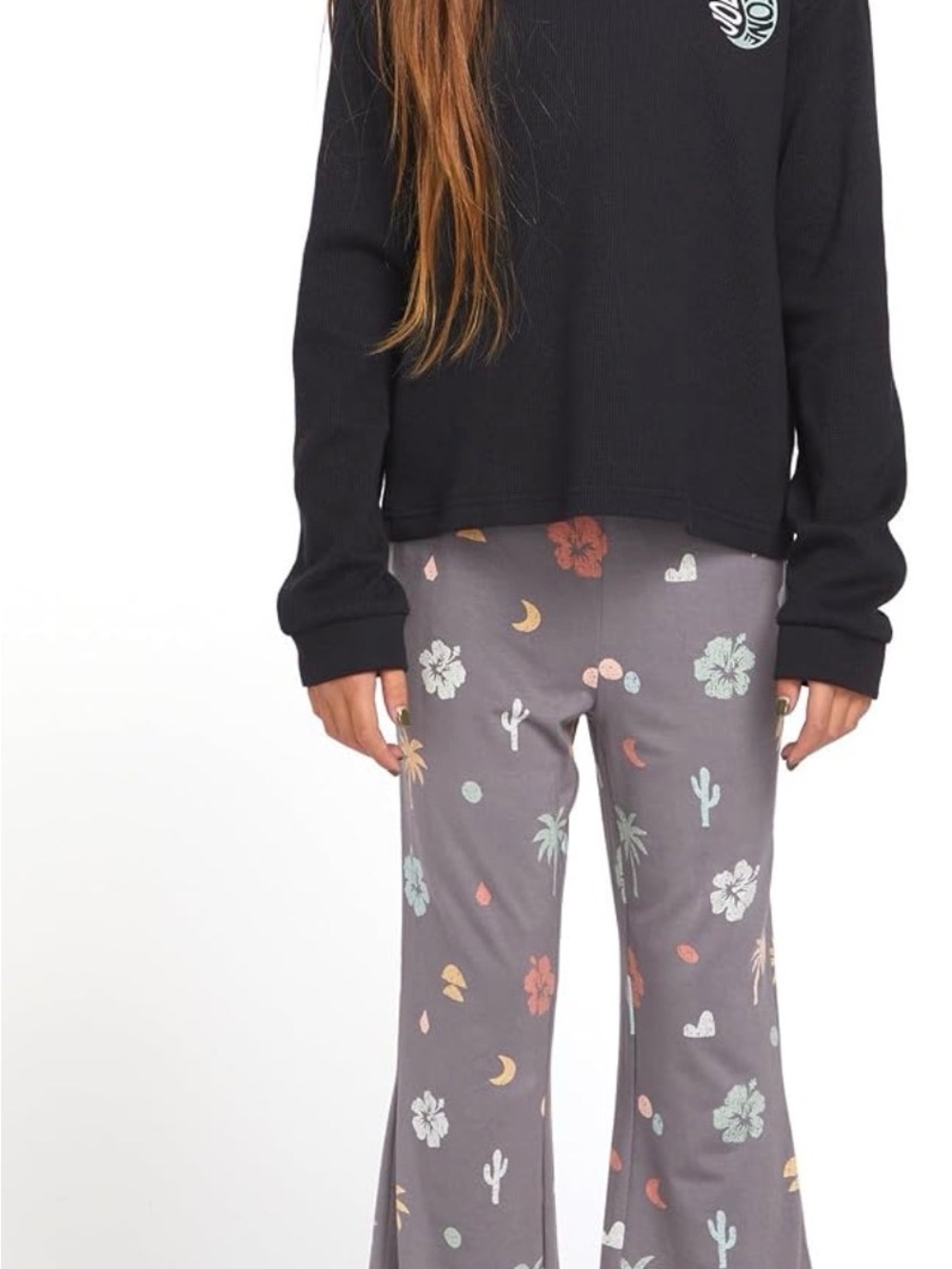 Volcom Girls' Thermality L/S Thermal Shirt With Bonus Beanie Hat - XL (14/16)